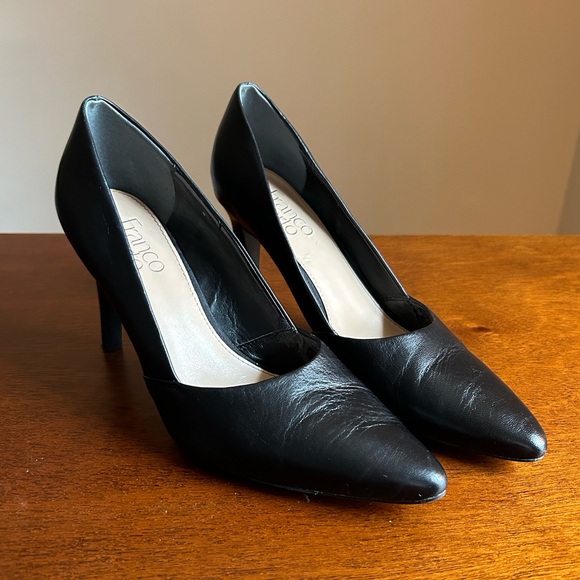 Franco Sarto Women’s Black Leather Pump Heels Shoes Size 8 - Picture 1 of 9